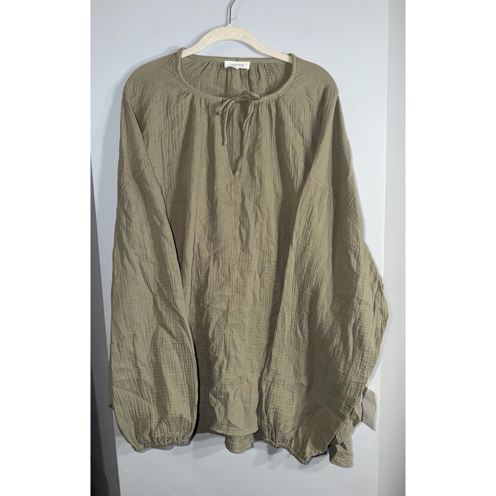 NEW Haven Well Within sage green long sleeve organic peasant loose fit size XXL